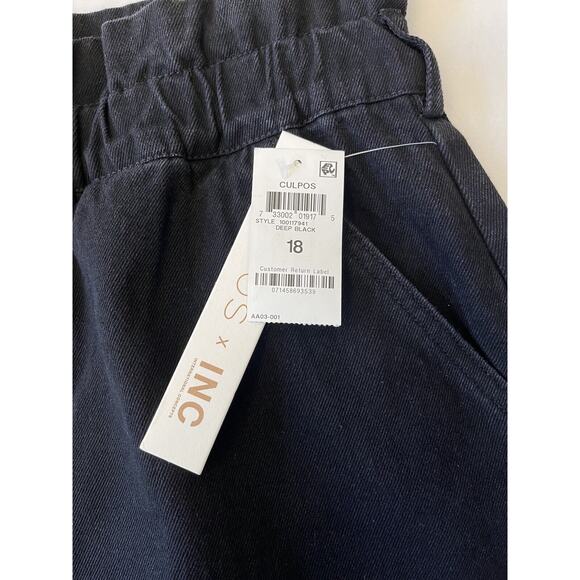 Culpos X Inc Women Paperbag Jeans 18 Black High Rise Elastic Waist Pockets NEW - Picture 7 of 11